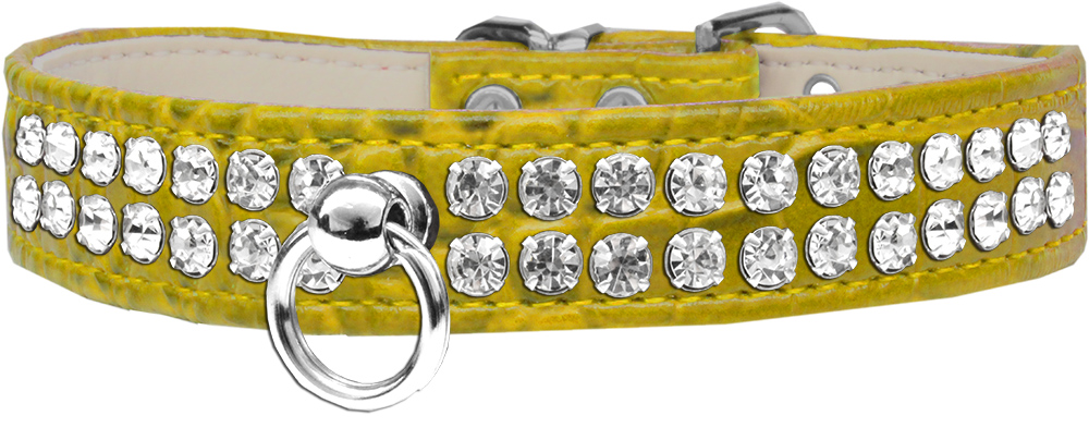 Style #72 Rhinestone Designer Croc Dog Collar Yellow Size 10